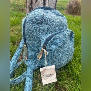 Blue Vine Print Backpack Fabric NWT